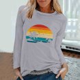 thumbnail image 2 of CEHVOM Mode Femmes Printemps Imprimé Manches Longues Col Rond Casual Tee Tops Dégagement, 2 of 5