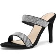 thumbnail image 2 of BLISSFUL STEP Sandales Mules à Talon Aiguille Haut à Bout Ouvert pour Femmes avec Strass, 2 of 7