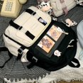 thumbnail image 4 of Women Cute Hit Color Backpack Student Canvas Knapsack with Pendant (Blue), 4 of 6