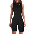 thumbnail image 2 of LOVZFMLL Combinaison à Col Haut avec Fermeture Éclair pour Femmes Combinaison Colorée Shorts Combinaison Serrée Noire G, 2 of 7