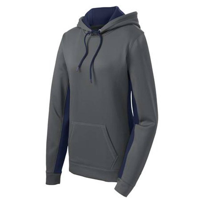 Pull à Capuche en Polaire Colorblock pour Femmes, Gris Fumée Foncé/marine - S