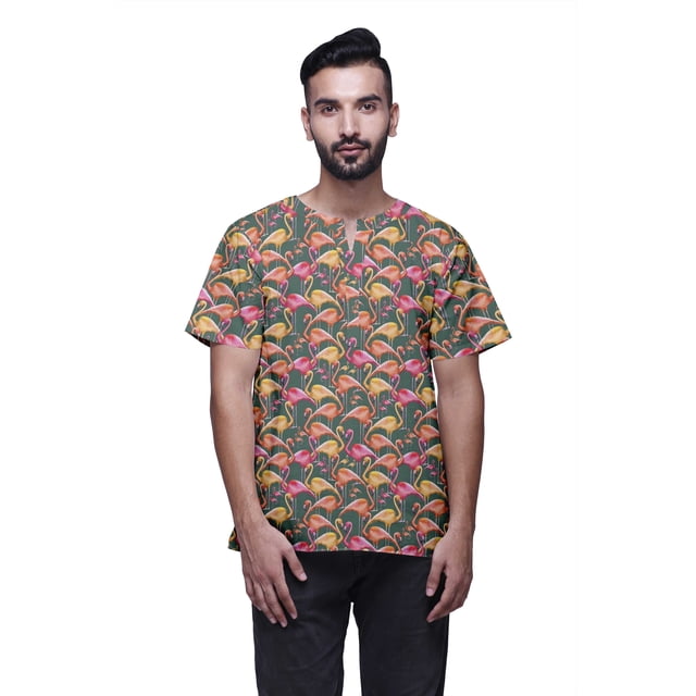 Atasi Kurta Court Ajusté en Coton Cambric Imprimé Col Goutte d'Eau Chemise Décontractée