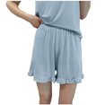 thumbnail image 2 of Timegard Womens Pjs Shorts Ruffle Elastic Waist Loose Soft Loungewear Solid Color Pajamas Shorts Summer, 2 of 4