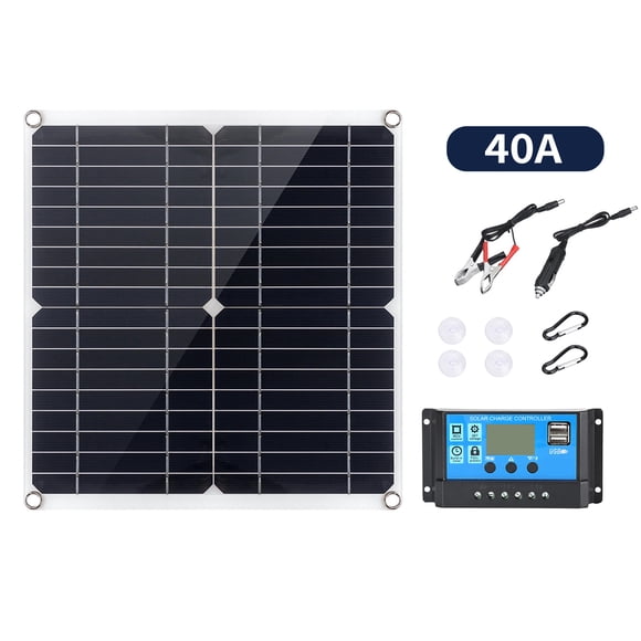 Mistaha 18V 12W-15W Portable Monocrystalline Solar Panel Kit with 40A Controller - Ideal for Charging 5V Devices and 12V Batteries