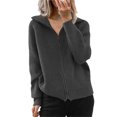 thumbnail image 1 of LUXUR Manteau d'Hiver Chaud pour Femmes à Manches Longues en Tricot Gris Foncé m, 1 of 2