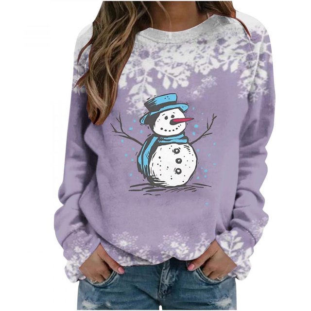 Pulls- Pull-Over Femmes Drop Épaule Cou Manches Longues Sweat-Shirts à Fleurs Décontractés Tops pour Automne/printemps/hiver Rouge L