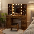 thumbnail image 4 of AKDSteel Coiffeuse de Style Farmhouse 56 Pouces – Miroir Éclairé, Station de Recharge, Luminosité Réglable, Étagères de Rangement, Table de Maquillage pour Femmes et Filles, 4 of 8