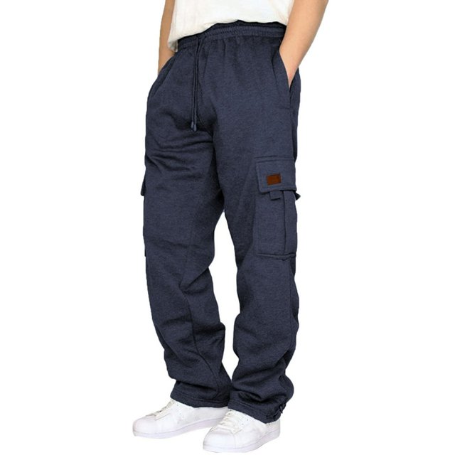 Men‘S Casual Solid Jogging Elastic Mid Waisted Sports Pants With Pockets Streetwear