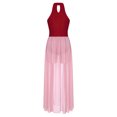 thumbnail image 4 of ranrann Robe de Danse Lyrique pour Femmes Col Halter Ourlet Froncé Robe Maxi Fluide à Blocs de Couleur pour Performance Bordeaux L, 4 of 7