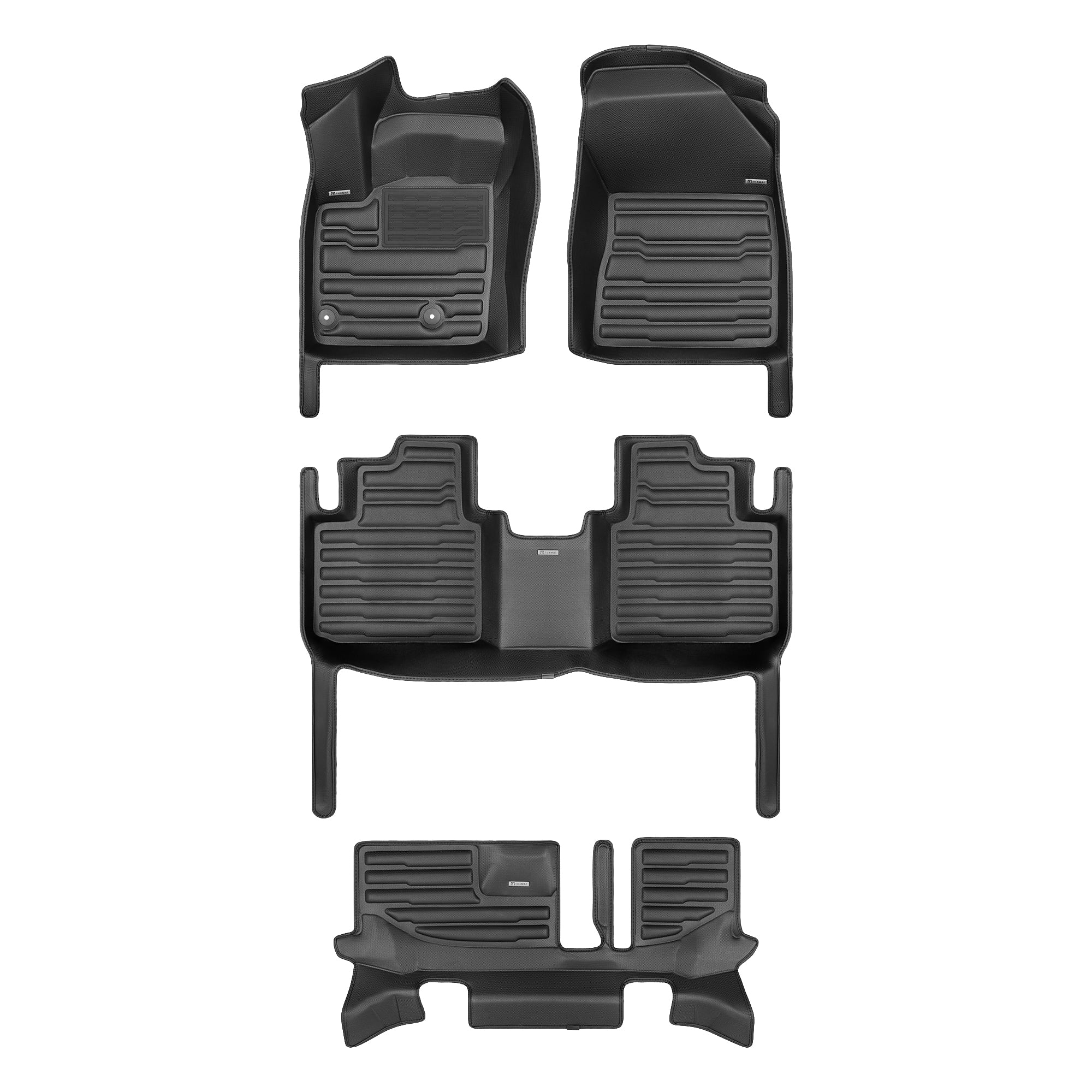 TuxMat - For Mitsubishi Outlander 2022-2027 Models - Custom Car Mats - Maximum Coverage, All Weather, Laser Measured - This Full Set Includes 1st, 2nd and 3rd Rows