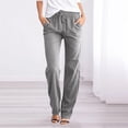 thumbnail image 2 of Women Pants Casual Yoga Straight Leg Comfy Drawstring Lounge Running Long Active Sweat Plus Size Cargo Trousers, 2 of 3
