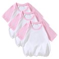 thumbnail image 1 of MeetoTime T-shirt de Base à Manches Courtes en Coton Respirant pour Enfants 3 Pcs, Couleur Unie, Col Rond, pour Garçons Filles, 1 of 5