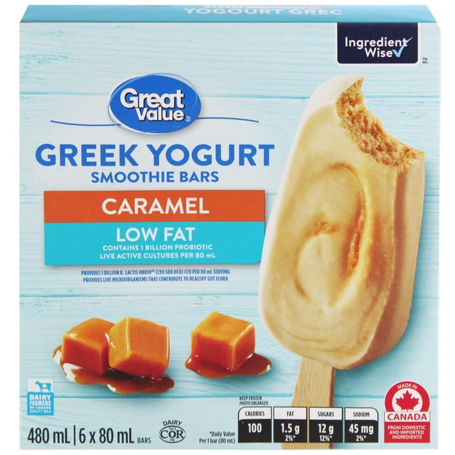 Great Value Greek Yogurt Caramel Smoothie Bars, 480ml