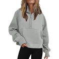 thumbnail image 2 of Half Zip Sweatshirt Women Plus Size Fleece Cropped Hoodies Pullover Fall Winter Warm Tops, 2 of 6