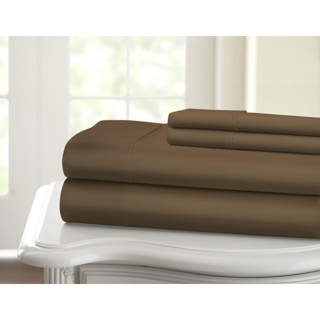 1200 Thread Count 100% Cotton Solid Sheet Set (California King, Brown)