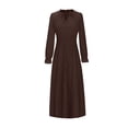 thumbnail image 3 of cfhntfmh Robes d'Invitée de Mariage pour Femmes Tendance à Découpes à Volants Col Ras du Cou Robe Maxi Smockée Ample Plissée Robe de Soirée, 3 of 5