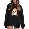 thumbnail image 1 of Pisexur Chandail d'Halloween pour Femmes en Molleton Orange Chandail à Manches Longues Col Rond Chandails de Mode avec Motif Citrouille Chandails à Capuche d'Halloween Hauts à Enfiler, 1 of 4