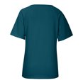 thumbnail image 4 of Vêtements d'Été pour Femmes Été Mode pour Femmes Col Rond à Lacets Manches Courtes Chemise de Couleur Unie T-Shirt Décontracté Hauts, 4 of 8