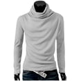 thumbnail image 2 of Rbaofujie Chandails pour Garçons Chandails pour Hommes Couleur Unie Col Montant Chandail à Enfiler Manches Longues Ample Chandail de Base Haut Chandail Col Roulé Chandail Gris Chandails à Capuchon pour Garçons, 2 of 9