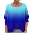 thumbnail image 3 of WRKEKC T-Shirts à Manches Longues pour Femmes, Chemises à Manches Longues pour Femmes, T-shirt Tendance Confortable à Manches Longues à Col Rond Dégradé Imprimé pour Femmes Grande Taille, 3 of 6