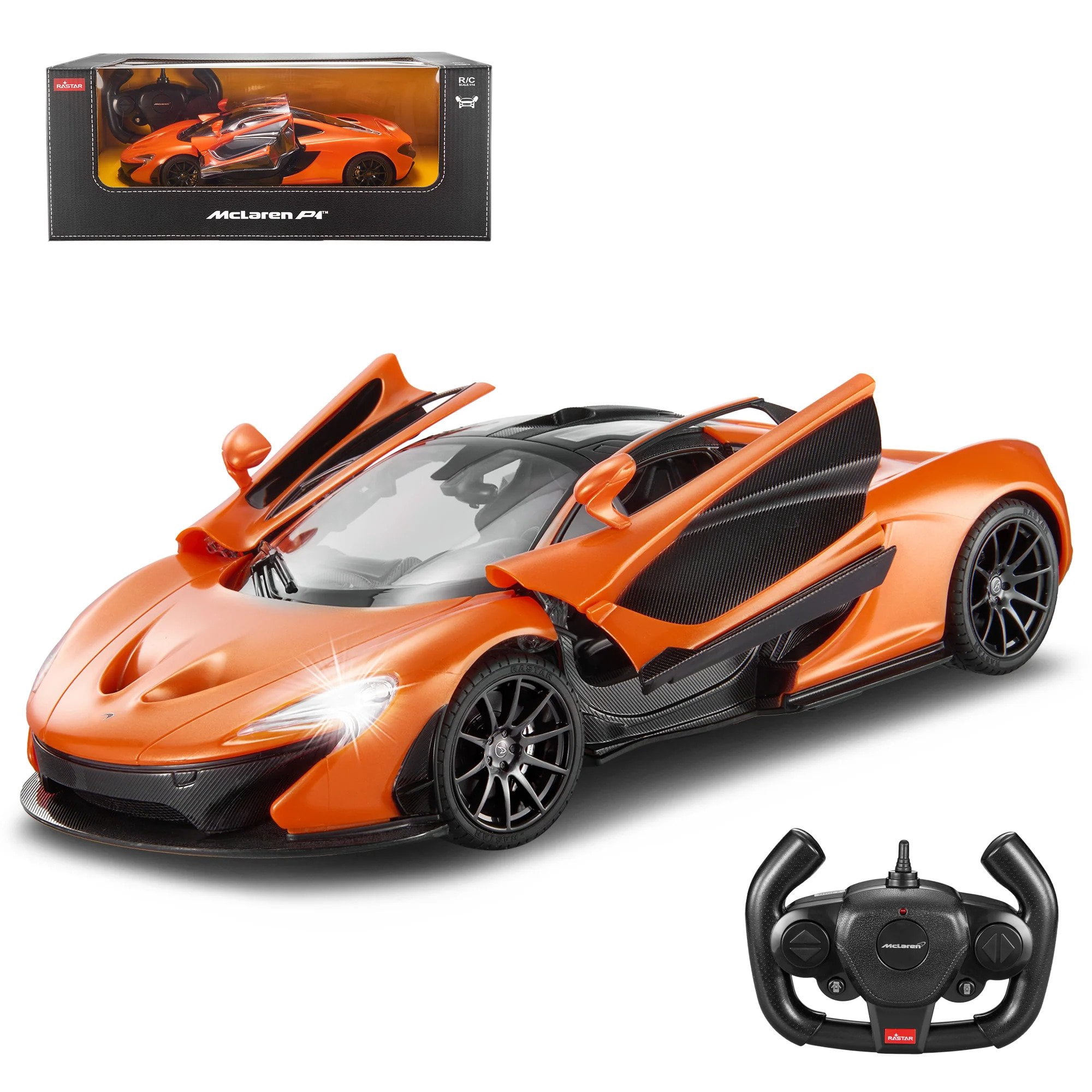 VOLTZ TOYS Licensed McLaren P1 RC Car 1:14 Scale Remote Control Car with Auto Opening Doors, 2.4GHz, LED Lights, Toy Car for Kids & Adults