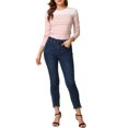 thumbnail image 2 of INSPIRE CHIC Blouse pour Femme à Rayures à Blocs de Couleur à Manches Longues T-Shirt Décontracté S Rose Blanc, 2 of 7