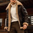 thumbnail image 1 of Men Casual Solid Turndown Winter Thicken Cool Zipper Patchwork Jacket Coats, 1 of 3