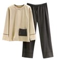thumbnail image 1 of Rbaofujie Robes pour Femmes Pyjama d'Hiver Chaud avec Poches en Peluche à Manches Longues et Pantalon Ample à Col Rond Ensemble de Pyjama pour Femmes Pyjamas pour Femmes, 1 of 6