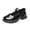 Black, variant on Wdgfv Girls School Uniform Dress Shoes Round-Toe Formal School Soft Mary Jane Shoes Heart-Shape Diamond Strap Flats White 5.5-6 Years