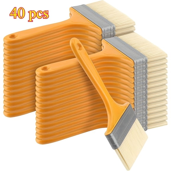 CNKOO 40pcs 3 Inch Plastic Handle Paint Brushes  Chip Brushes  Efficient Nylon Paint Brushes Household Wall Brush for Painting  Drawing