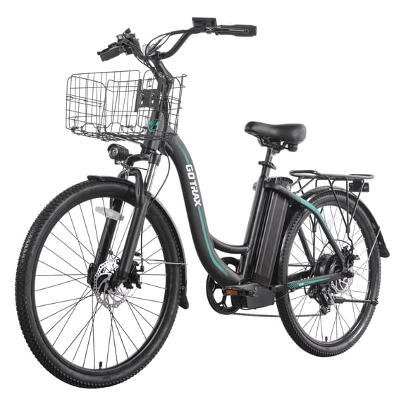 Gotrax B06 Vélo Électrique Urbain 26 Pouces avec Panier, Moteur 500 W, 25 Km/h, Autonomie 88 km, 7 Vitesses, Écran LCD - Noir