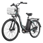 Gotrax B06 26" Electric City Bike with Basket, 500W Motor, 25km/h, 88KM Range, 7-Speed, LCD Display - Black