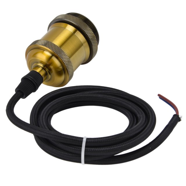 Zaqw Retro Pendant Light Cord Kit Gold Hanging Plug In Lamp Socket Kit For DIY Light Fixtures,Pendant Light Cord Kit