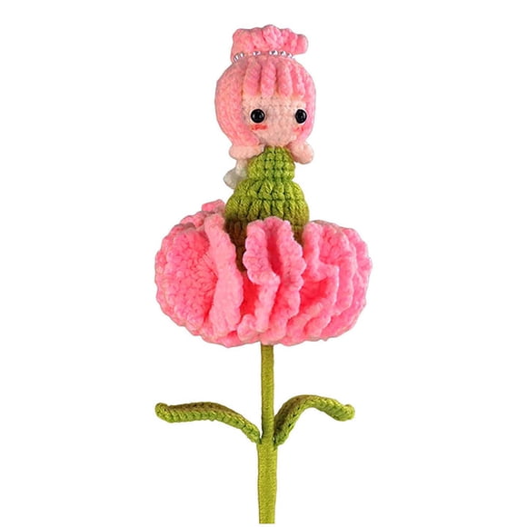 Hearth & Gear Hand Woven Carnation Flower Fairy Finished Product Home Decoration Flower Decoration Crocheted Bouquet Decoration Cute Circular Knitting Needles Interchangeable Circular Knitting Needles