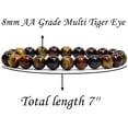 thumbnail image 2 of Natural AA Grade Multicolor Tiger Eye Gemstone 8mm Round Beads Elastic Bracelet 7 Inch, 2 of 5