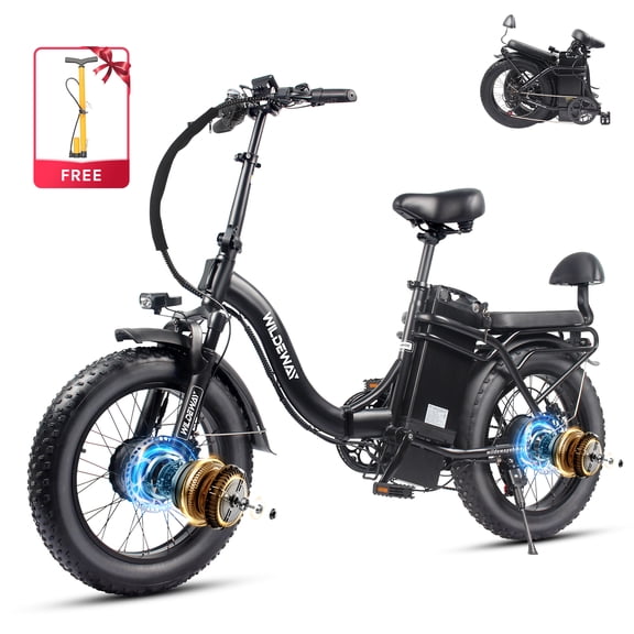 Wildeway SummitX Vélo de Montagne Pliant à Deux Moteurs 2000W pour Adulte, UL2849 Batterie Amovible 48V 32AH Vélo Électrique Pneus Larges 20X4" jusqu'à 28 Mph et 90 Miles hors Route Freins à Disque Hydrauliques Doubles