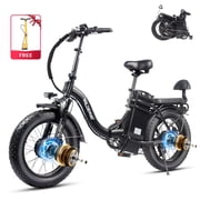 Wildeway SummitX Folding Dual Motors 2000W Mountain Bike for Adult, UL2849 48V 32AH Removable Battery Ebike 20X4"Fat Tire up to 28MPH & 90 Mile  Off Road Dual Hydraulic Disc Brake