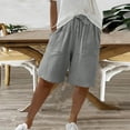 thumbnail image 3 of Oksale Plus Size Womens Bermuda Shorts Elastic High Waisted Drawstring Beach Shorts with Pockets Loose Solid Color Wide Leg Shorts for Going Out Gray L, 3 of 9