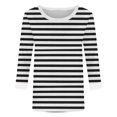 thumbnail image 5 of cfhntfmh Chemises à Rayures d'Automne pour Femmes Coupe Ample Hauts Décontractés T-Shirts à Col Rond Mode T-Shirt à Manches 3/4 Vêtements Confort, 5 of 5