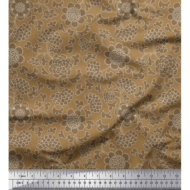 Soimoi Poly Georgette Fabric Flower Artistic Print Fabric by Yard 52 Inch Wide
