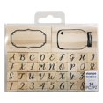thumbnail image 1 of Tampon en caoutchouc monté sur bois - Alphabet Script et pot Mason, 1 of 1