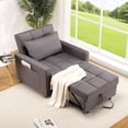 thumbnail image 2 of Fauteuil-lit Convertible 3-en-1 – Dossier Réglable, Divan Pliable, Coussin Épais, Pochette de Rangement – Canapé en Lin Moderne Gain de Place pour Salon Ou Chambre d'Amis – 86x192 cm, Gris Foncé, 2 of 7