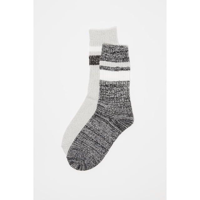 Urban Planet Chaussettes de Bottes à Double Rayure Douces pour Femmes (2 Paires)