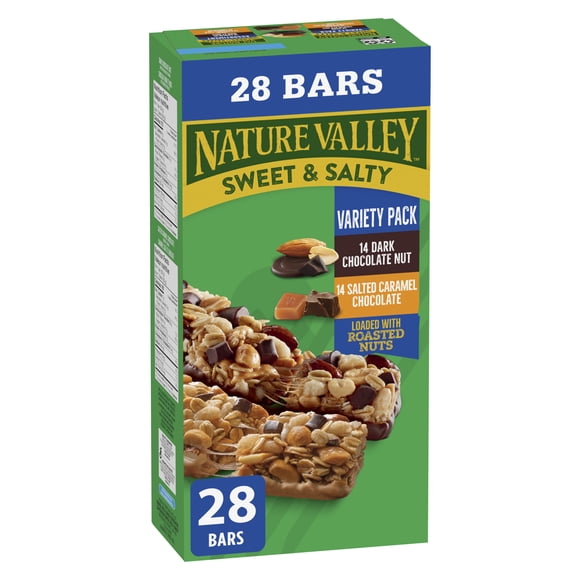 Nature Valley Barres Granola, Sucrées et Salées aux Noix, Assortiment, Boîte Économique de 28 Barres