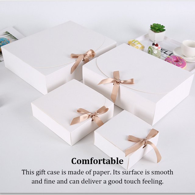 10 Pieces Paper Gift Packaging Box with Ribbon Wedding Ceremony Engagement Cookie Candy Packing Case Portable Favor Boxes Brown 31x26x8cm