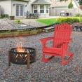 thumbnail image 2 of Outsunny Wooden Adirondack Rocking Muskoka Chair with Slatted Wooden Design, Fanned Back and Classic Rustic Style, Red, 2 of 9