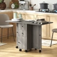 thumbnail image 2 of HOMCOM Table à Manger Pliable, Table de Cuisine Roulante avec Tiroirs, Armoire, 2 of 10