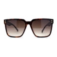 thumbnail image 3 of Womens Squared Horn Rim Inset Lens Oversized Rectangle Sunglasses Tortoise Brown, 3 of 4