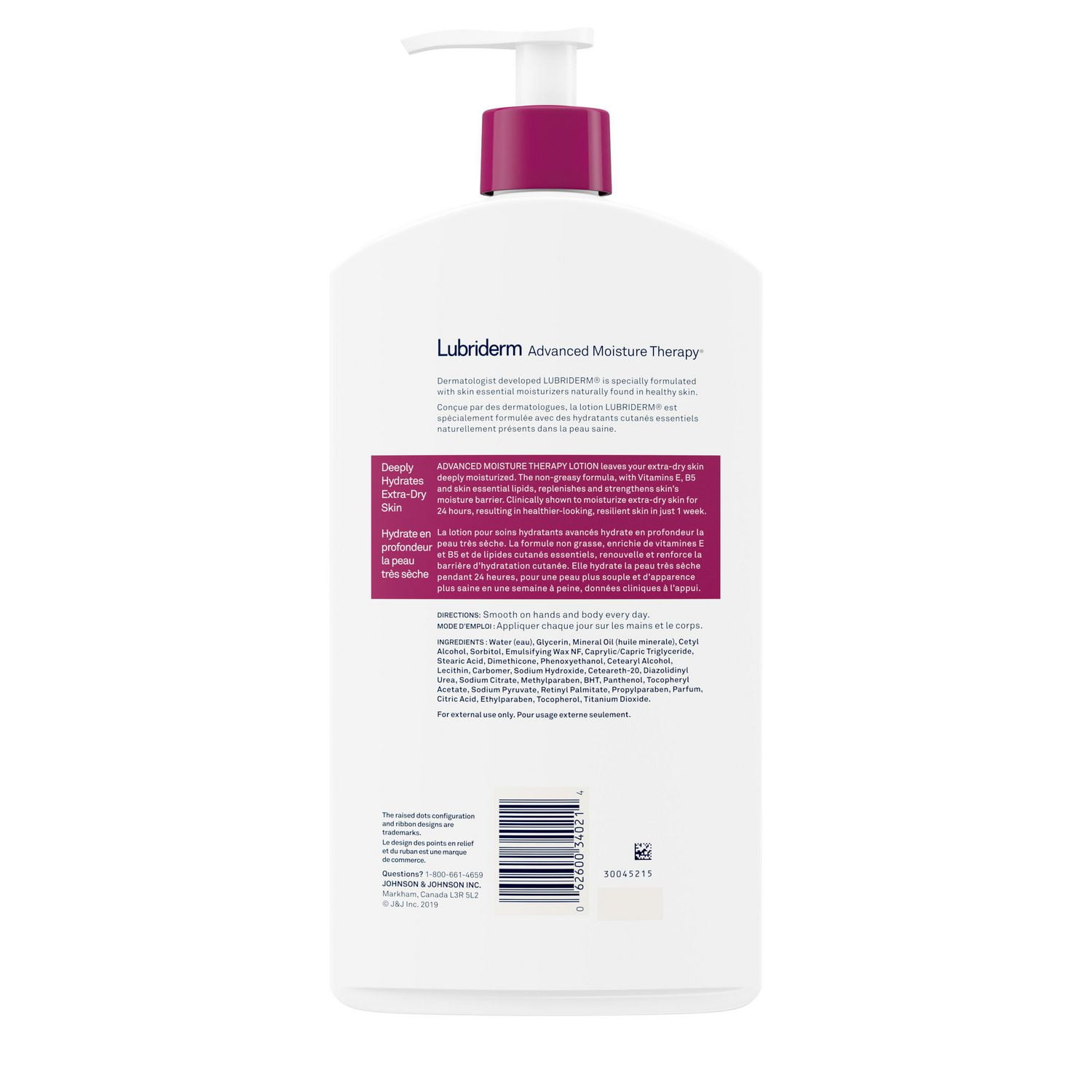 Lubriderm Advanced Moisture Therapy Lotion, Vitamines E et B5, 946 ml