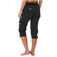 thumbnail image 3 of Cameland Pantalon Cargo de Randonnée pour Femmes en Coton, Taille Élastique, Pantacourt d'Extérieur à Bas Resserré, Pantalon de Sport avec Poches, 3 of 4
